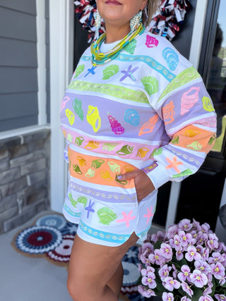 Queen Of Sparkles | Colorblock Stripe Seashell Shorts