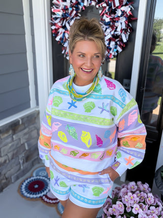 Queen Of Sparkles | Colorblock Stripe Seashell Sweatshirt