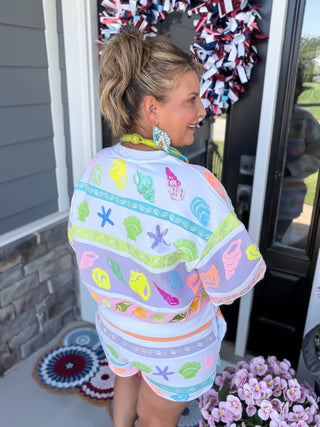 Queen Of Sparkles | Colorblock Stripe Seashell Sweatshirt