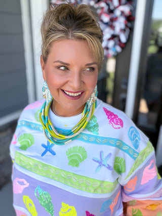 Queen Of Sparkles | Colorblock Stripe Seashell Sweatshirt