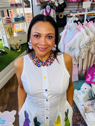 Queen Of Sparkles |  Easter Bunny Button Up Midi Dress