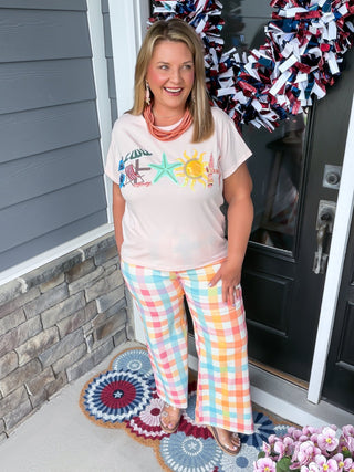 Queen Of Sparkles | Pink Sequined "Beach" Day Statement Tee