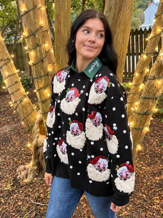 Queen Of Sparkles | Polka Dot Santa Head Sweater