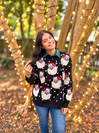 Queen Of Sparkles | Polka Dot Santa Head Sweater