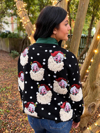 Queen Of Sparkles | Polka Dot Santa Head Sweater