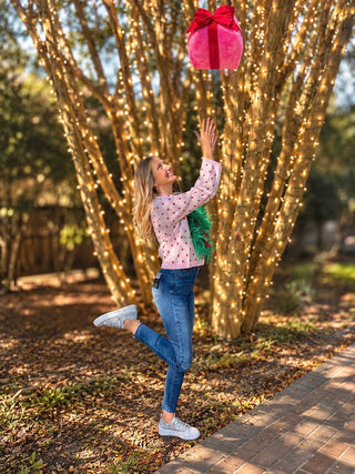 Queen Of Sparkles | Polka Dot Wreath Neck Knit Sweater