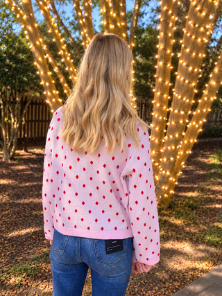 Queen Of Sparkles | Polka Dot Wreath Neck Knit Sweater