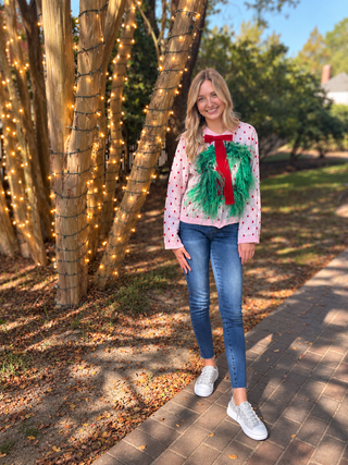 Queen Of Sparkles | Polka Dot Wreath Neck Knit Sweater