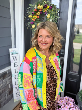 Queen Of Sparkles |  Queen Card Colorblock Cardigan