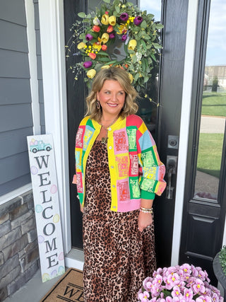 Queen Of Sparkles |  Queen Card Colorblock Cardigan