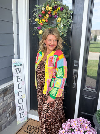 Queen Of Sparkles |  Queen Card Colorblock Cardigan