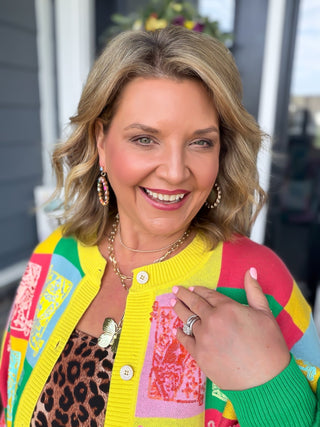 Queen Of Sparkles |  Queen Card Colorblock Cardigan