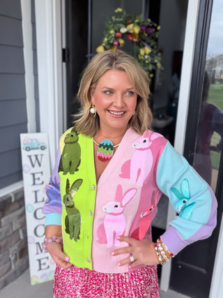 queen of sparkles bunny cardigan sweater