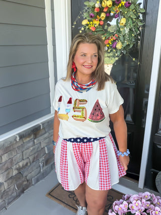 queen of sparkle red white and blue skort