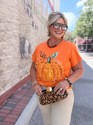 Queen Of Sparkles | Sequin Flower Pumpkin Tee