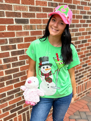 Queen Of Sparkles | Snowman Holding A Martini Tee