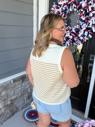 Queen Of Sparkles | Striped Shell Knit Tank