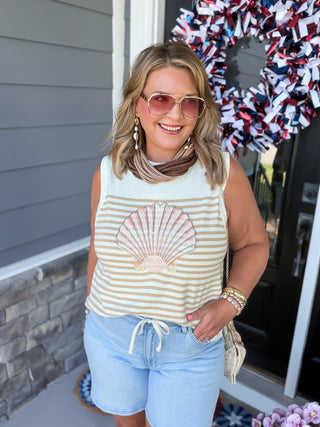 Queen Of Sparkles | Striped Shell Knit Tank