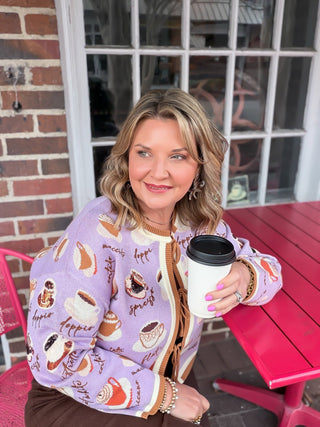 queen of sparkles coffee cardigan