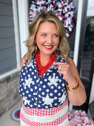 Queen Of Sparkles | USA Stars & Stripes Button-Up Tank Dress