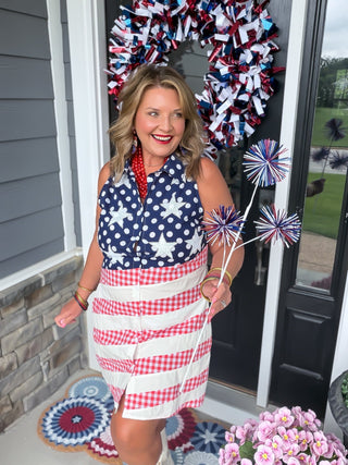 Queen Of Sparkles | USA Stars & Stripes Button-Up Tank Dress