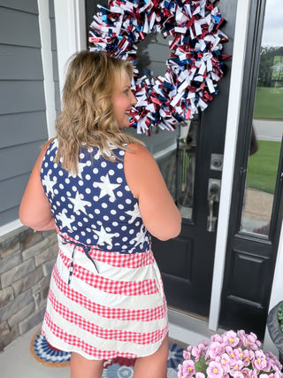Queen Of Sparkles | USA Stars & Stripes Button-Up Tank Dress