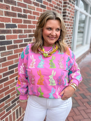 Queen Of Sparkles | Whimsical Sequin Easter Bunny Sweatshirt
