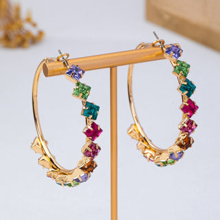 Rainbow Crystal Hoop Earrings