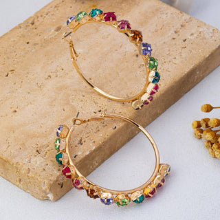 Rainbow Crystal Hoop Earrings