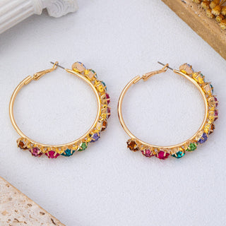 Rainbow Crystal Hoop Earrings
