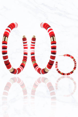 Red Rubber Bead Open Loop Earrings