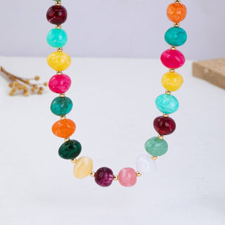 Resin Pebble Beaded Necklace | Multi Colored