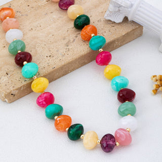 Resin Pebble Beaded Necklace | Multi Colored