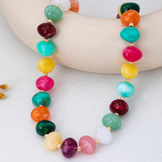 Resin Pebble Beaded Necklace | Multi Colored