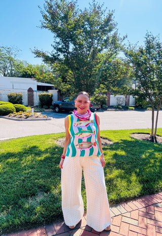 Retro Mini Dot Wide-Leg Pants