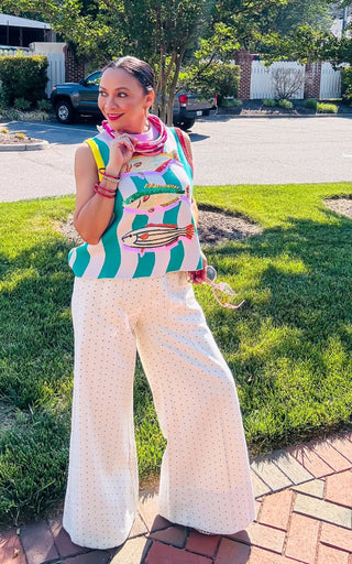 Retro Mini Dot Wide-Leg Pants