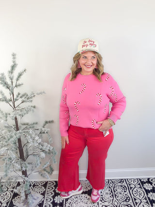 Risen | Festive High Rise Jeans | Scarlet