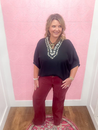 Risen | Wine About It Wide Leg Jeans