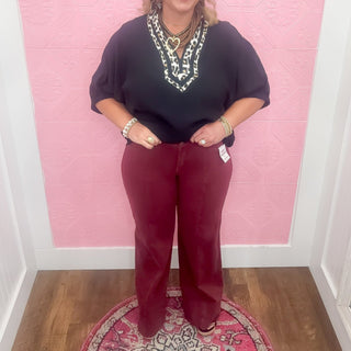 Risen | Wine About It Wide Leg Jeans