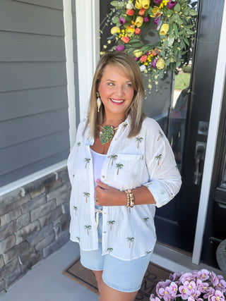 palm tree embroidered shirt