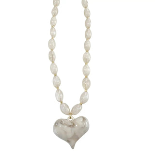 Roxie Beaded Necklace with Heart Charm