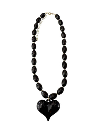 Roxie Beaded Necklace with Heart Charm
