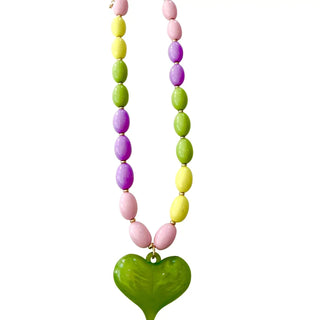 Roxie Beaded Necklace with Heart Charm