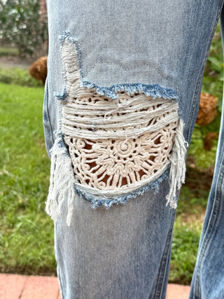 Saige Denim | Christy High Rise Crochet Barrel Jeans