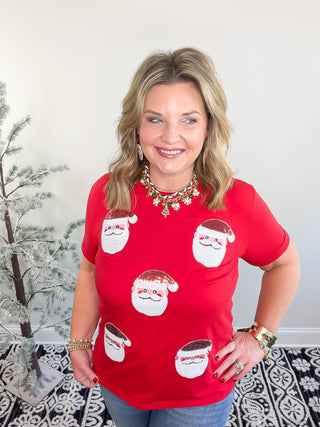 red sequin santa tshirt