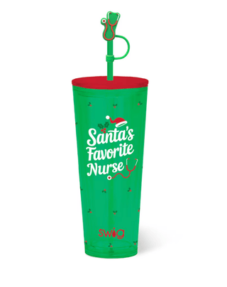 Santa's Favorite Nurse Plastic Tumbler 24oz