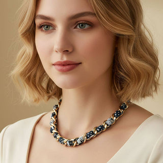 Scarf Fabric And Gold Chain Necklace