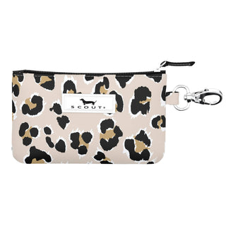 This glamoflauge idkase card holder is a leopard print pouch with a keychain clip by scout.