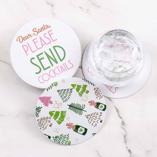 "Send Cocktails" Reversible Paper Coasters