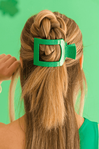 Shamrock Shimmer Large Square Flat Hair Clip